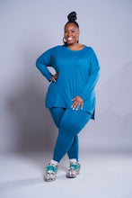 Load image into Gallery viewer, Lounging Ain't Easy | Teal Loungewear Set