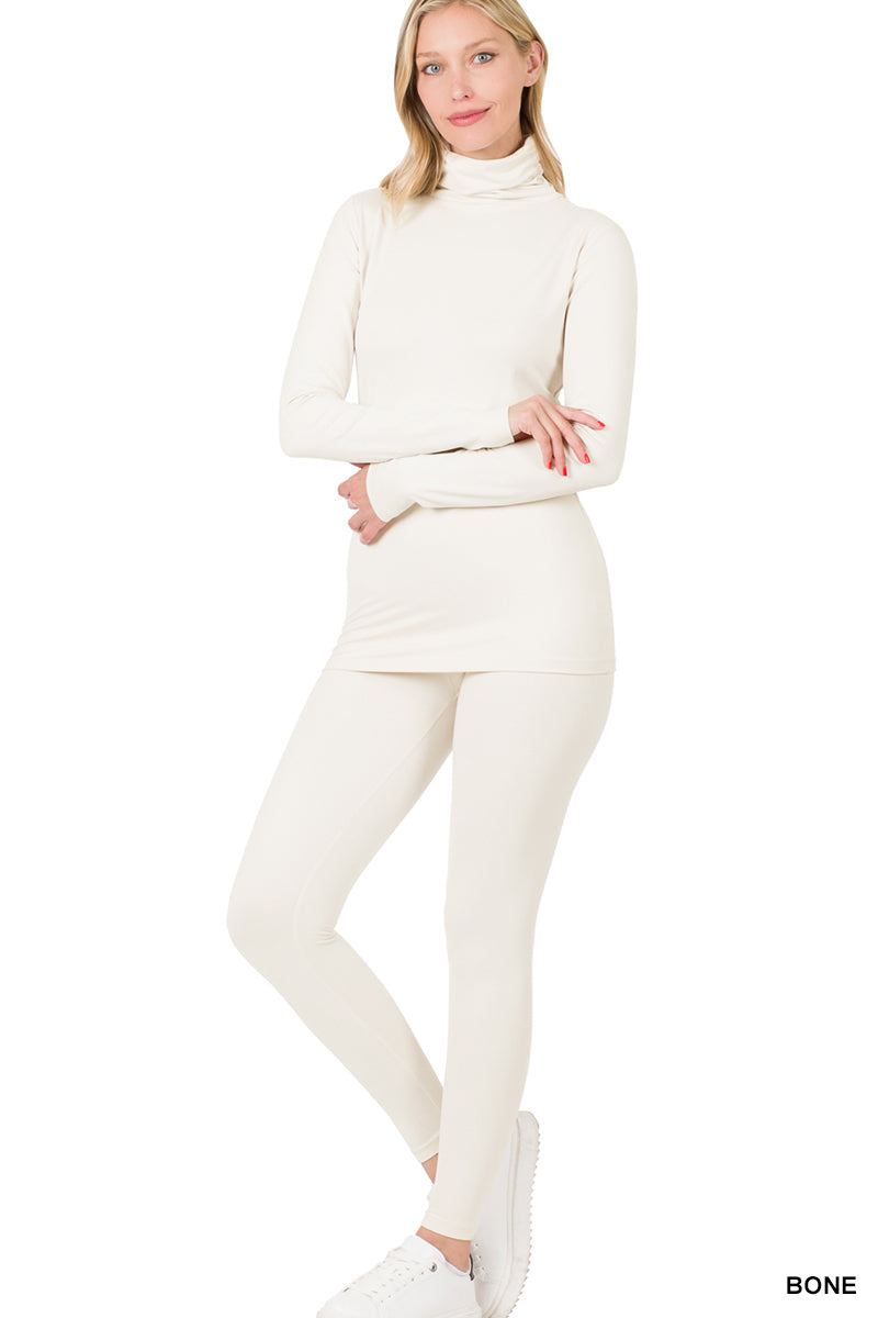 Bone Turtleneck Legging Set