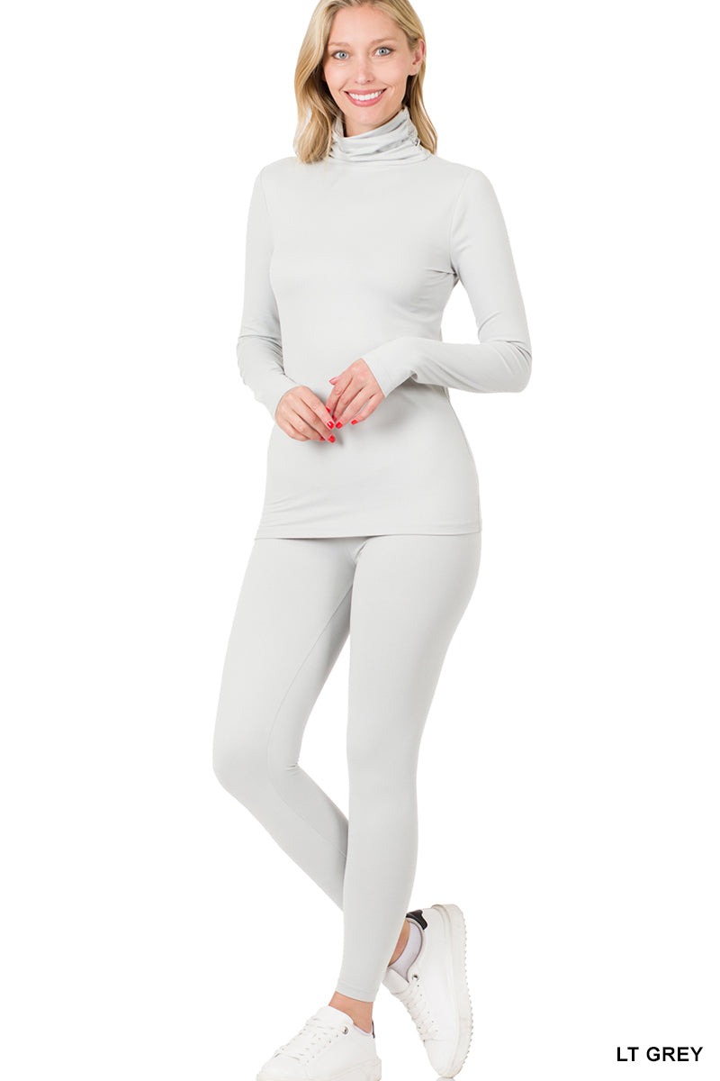 Light Grey Turtleneck Legging Set