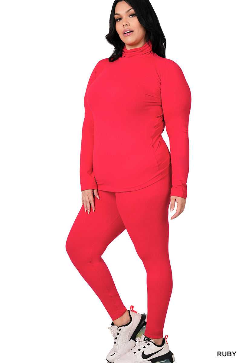 Red Turtleneck Legging Set